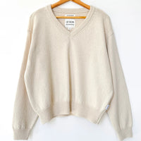 Abby Cotton V-Neck Sweater in Naturel