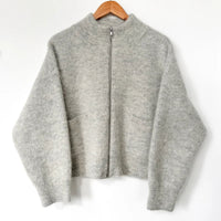 Alpaca Zip Front Jacket in Light Grey