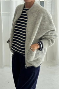 Alpaca Zip Front Jacket in Light Grey