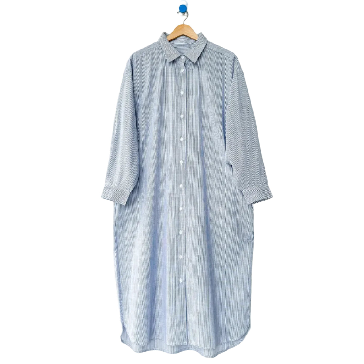 Artist Long Shirt in Blue Pinstripe