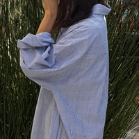 Artist Long Shirt in Blue Pinstripe