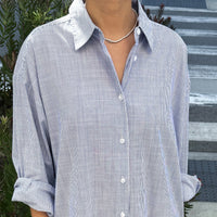 Artist Long Shirt in Blue Pinstripe