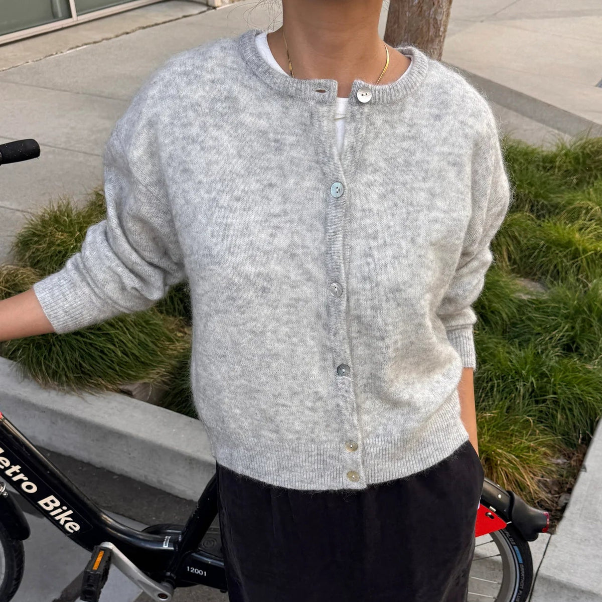 Ayla Mohair Cardigan in Heather Grey
