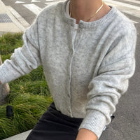 Ayla Mohair Cardigan in Heather Grey