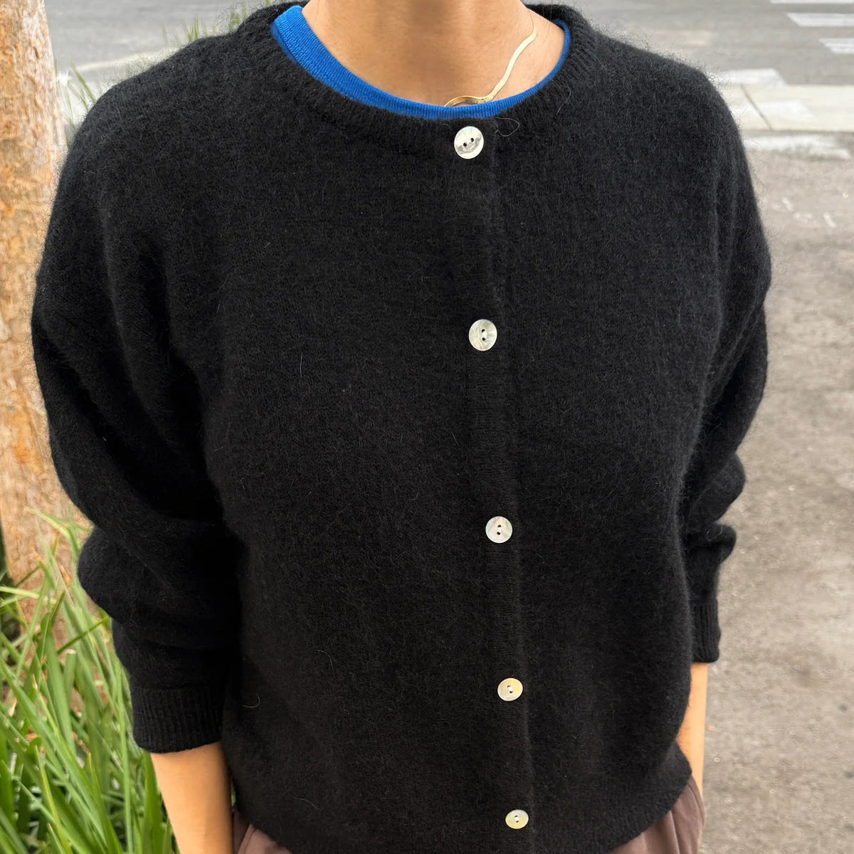 Ayla Mohair Cardigan in Onyx