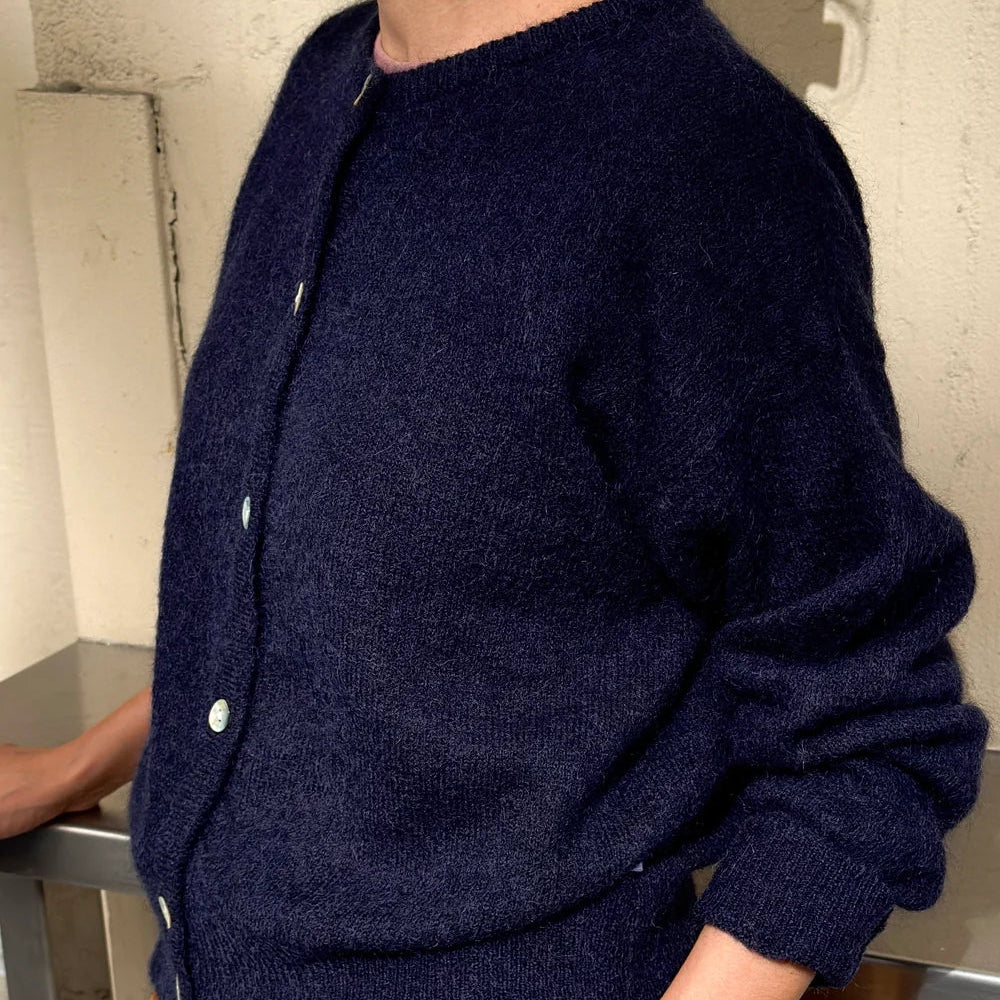 Ayla Mohair Cardigan in Navy