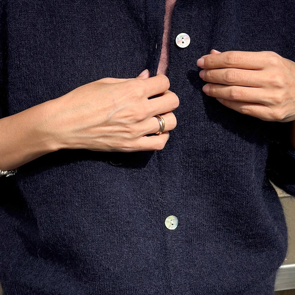Ayla Mohair Cardigan in Navy