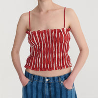 Striped Cotton Top in Red Stripe