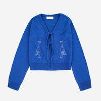 Summer Trip Bird Cropped Cardigan in Blue