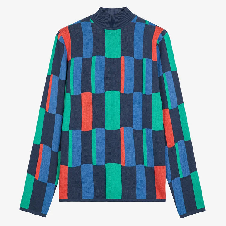 Geometric Jacquard Turtleneck Jumper