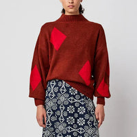 Diamond Card Turtleneck Jumper