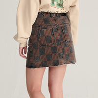 Almost Moiré Denim Mini Skirt