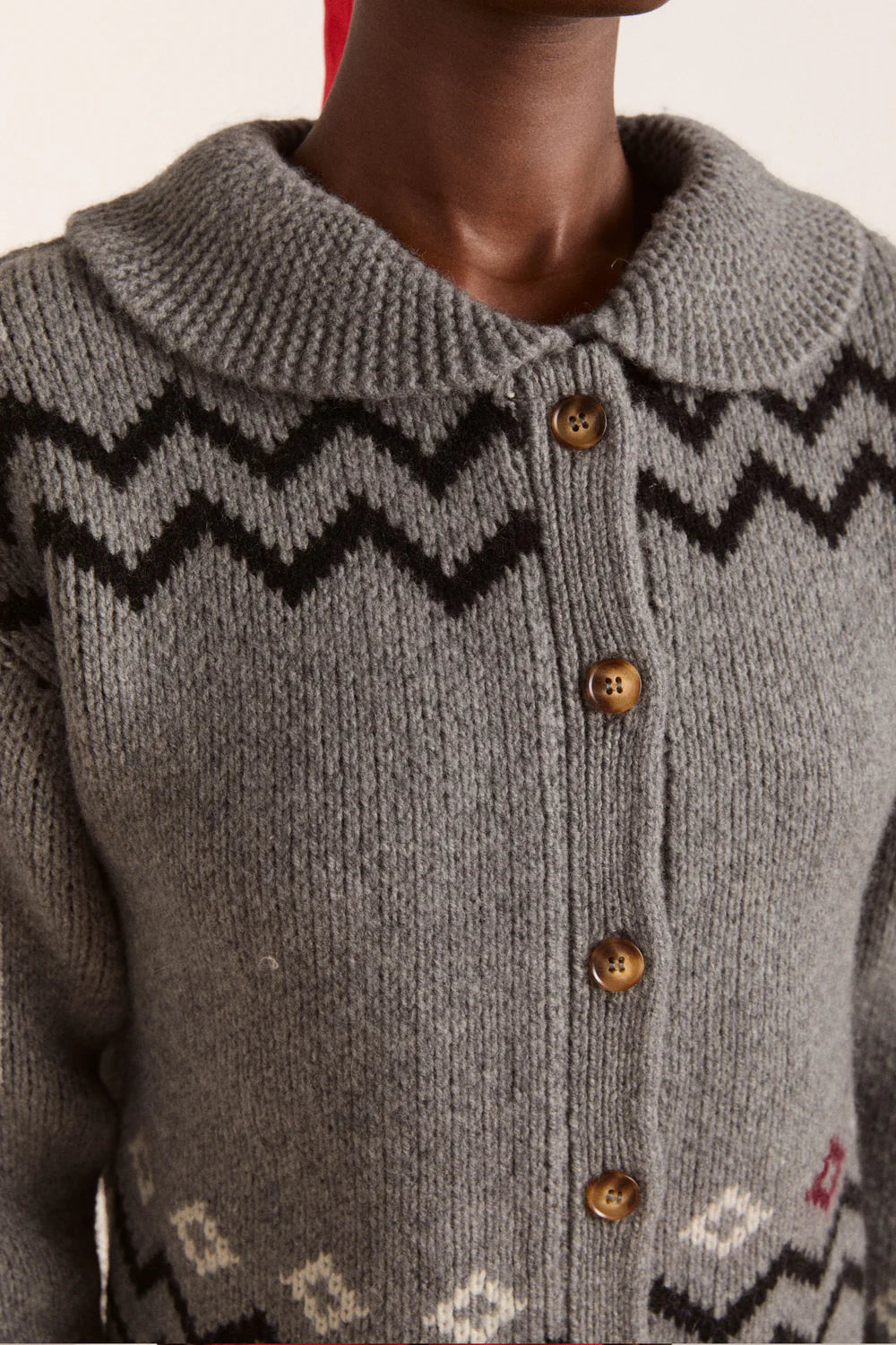 Cecily Collar Cardigan in Grey