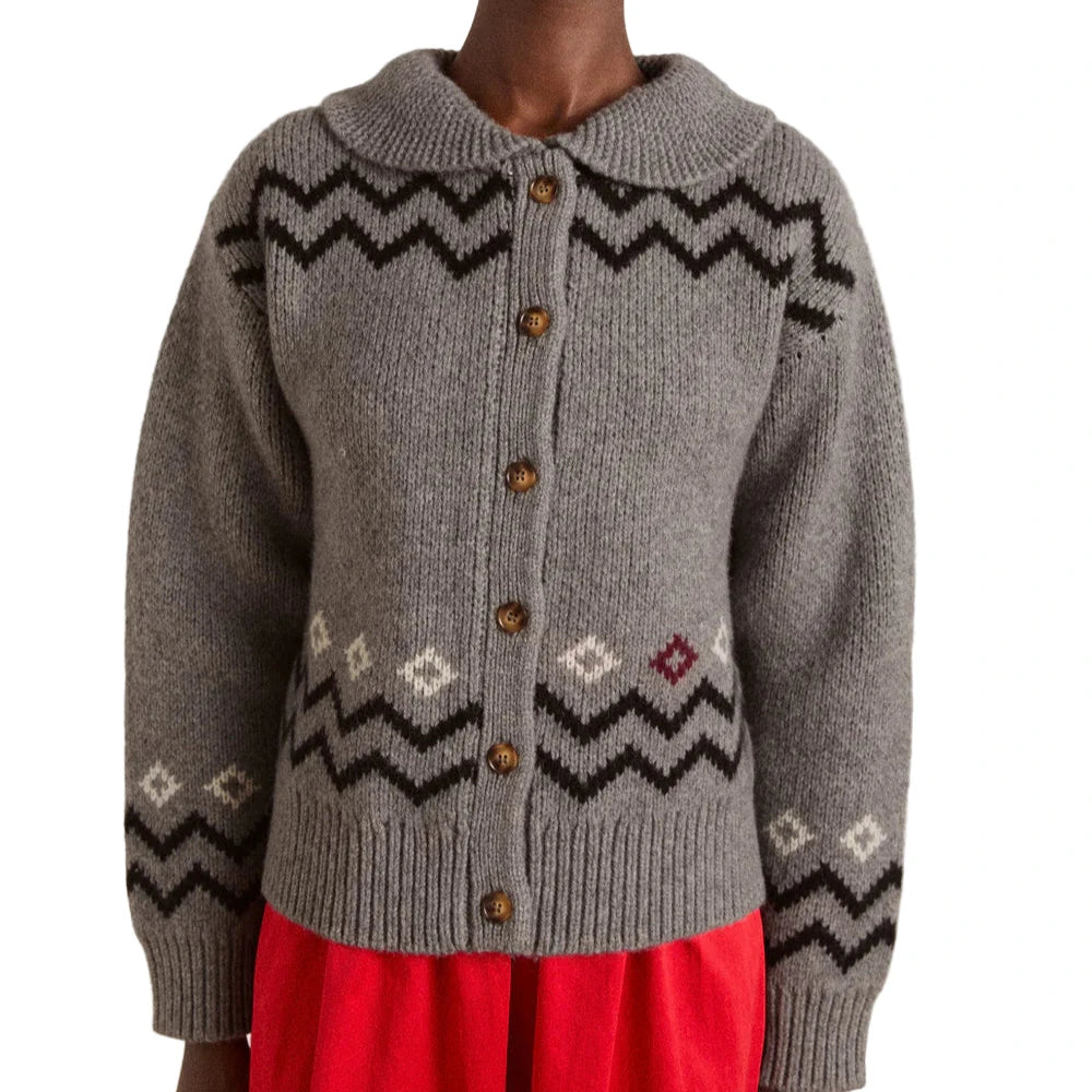 Cecily Collar Cardigan in Grey