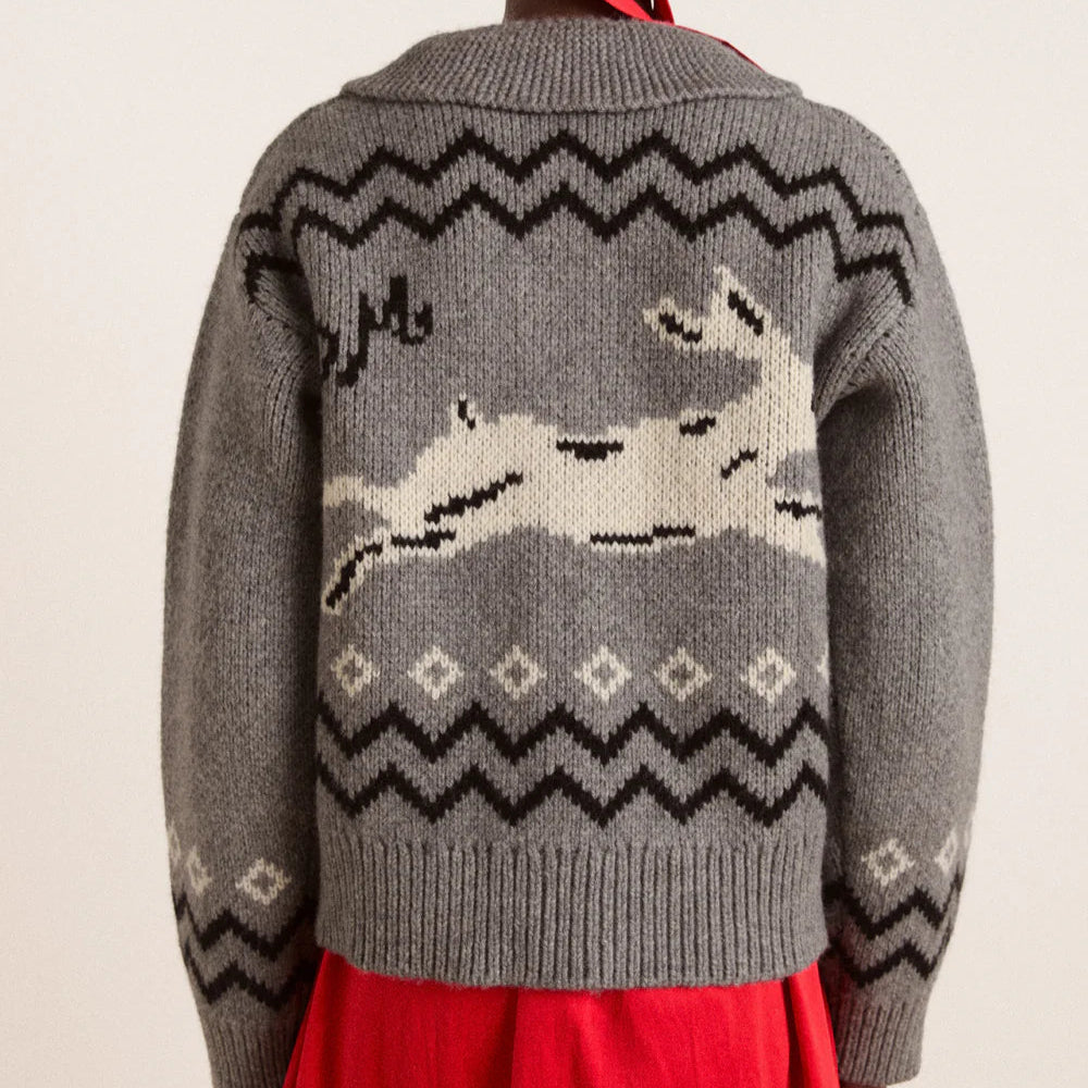 Cecily Collar Cardigan in Grey