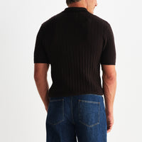 Bury Zip Polo in Dark Brown