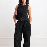 Hannah Cropped Tie Vest in Black