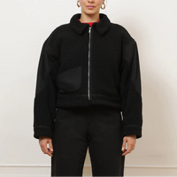 Vanessa Shearling Bomber Jacket in Black