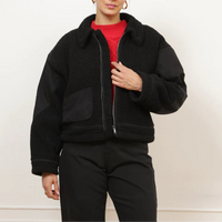 Vanessa Shearling Bomber Jacket in Black