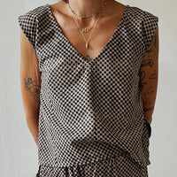 Handloom Blouse Tank Top in Mosaic Checkered