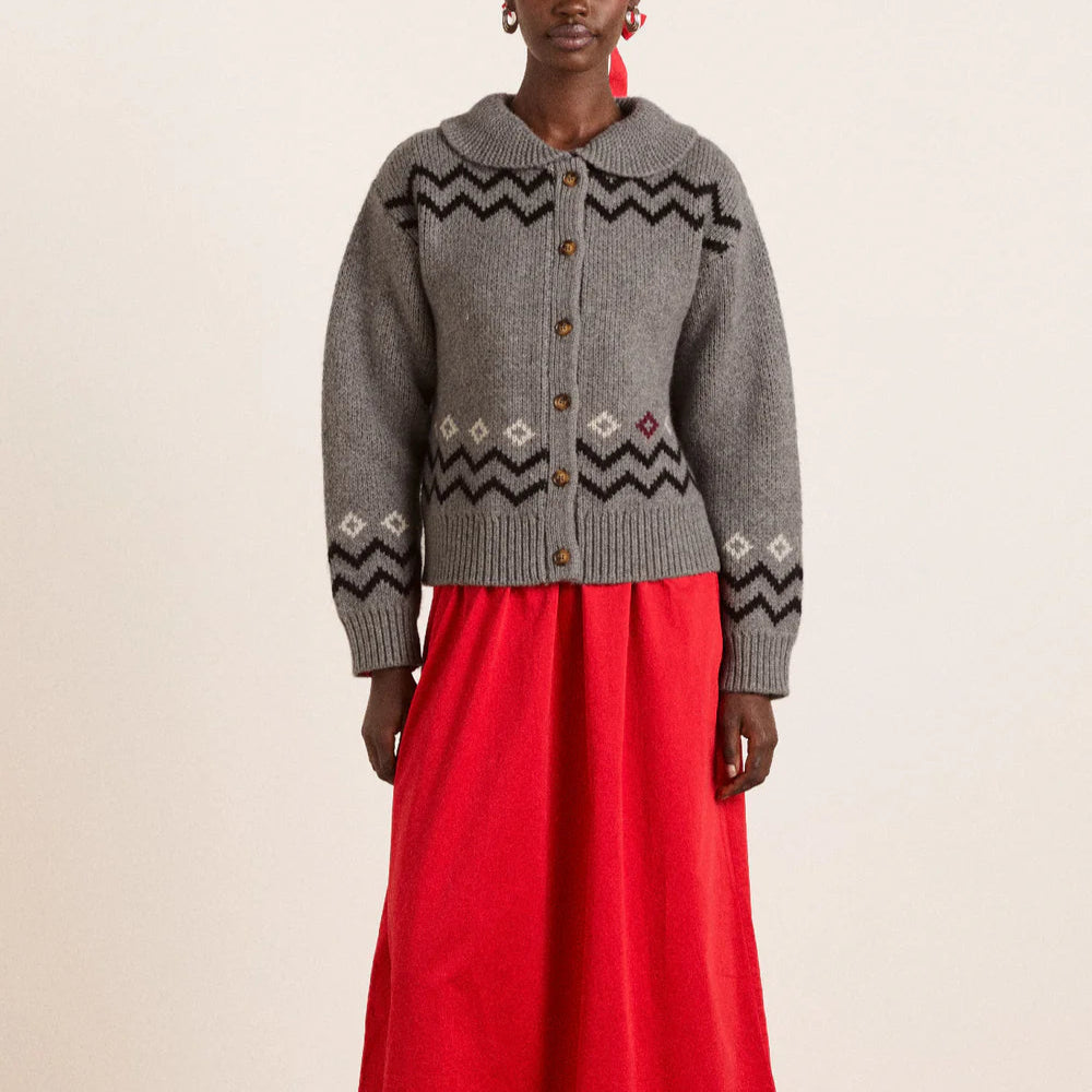 Cecily Collar Cardigan in Grey