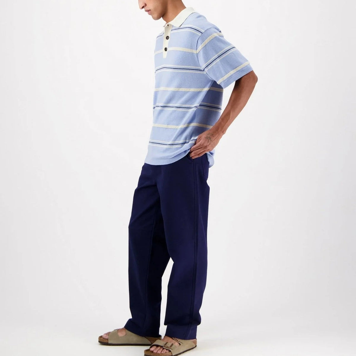 Lundy Knit Polo in Light Blue