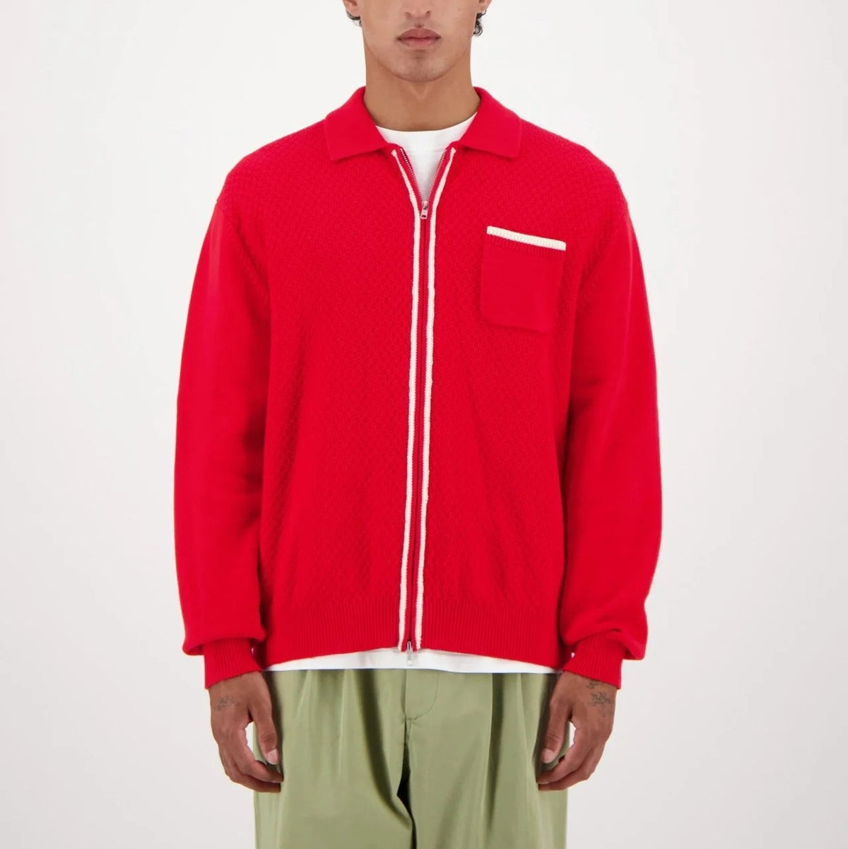 Plume Zip Knit in Red