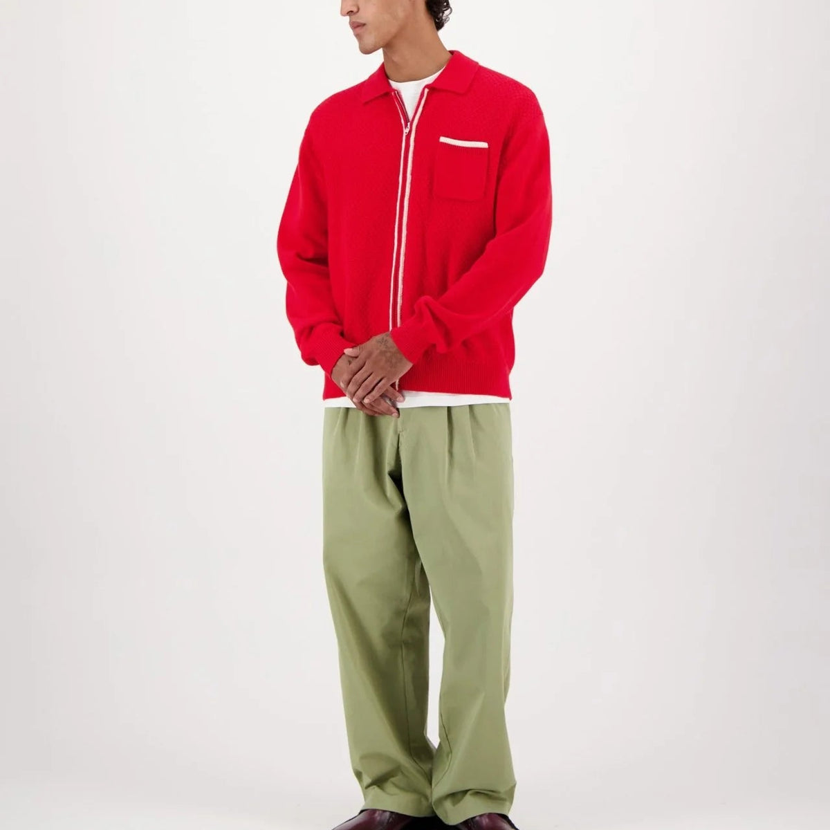 Plume Zip Knit in Red