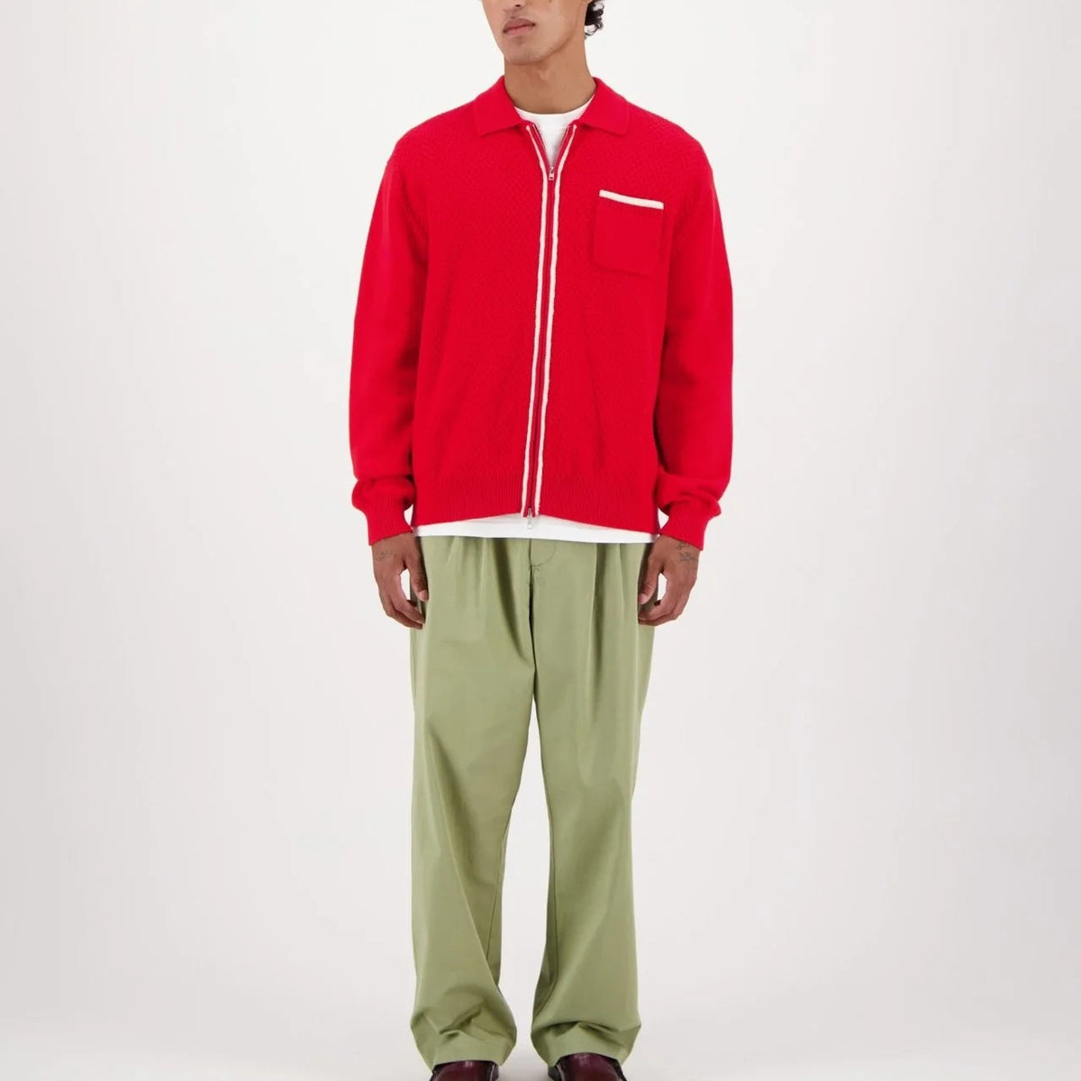Plume Zip Knit in Red