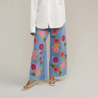 Floral Disco Denim Pant in Light