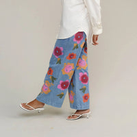 Floral Disco Denim Pant in Light