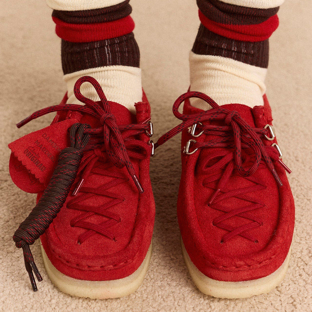 Lace-Up Wallabee in Cherry Red