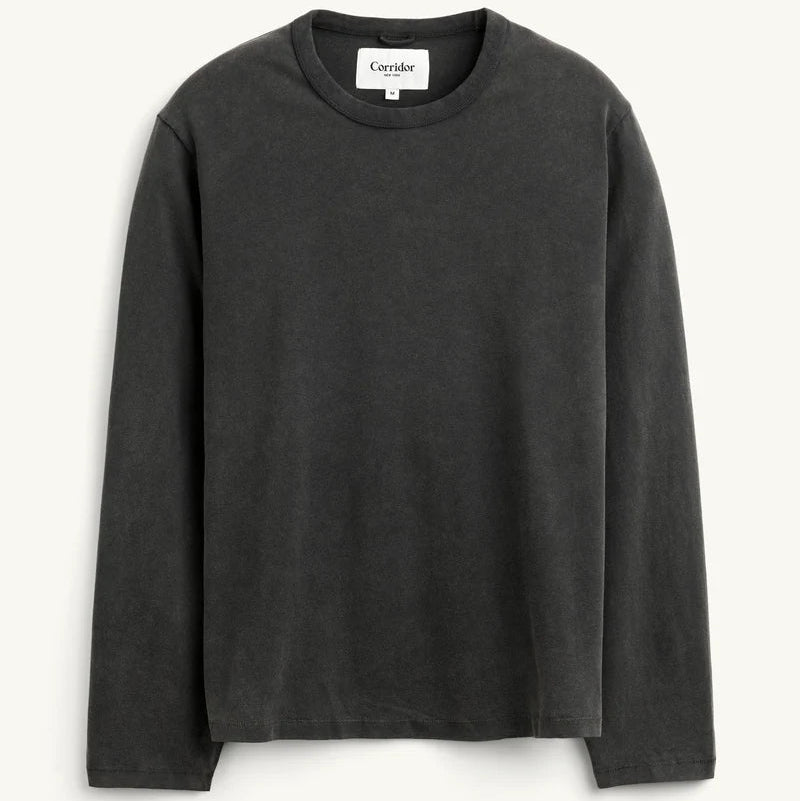 Garment Dyed LS Tee in Black