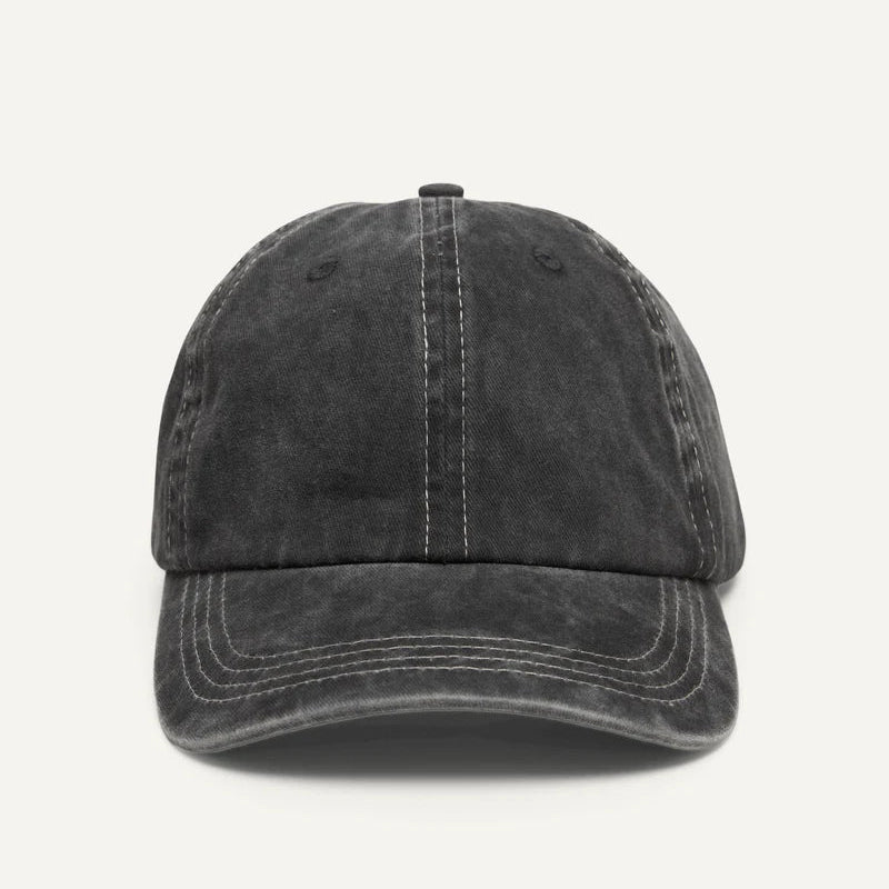 Garment Washed Cap in Black