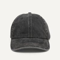Garment Washed Cap in Black