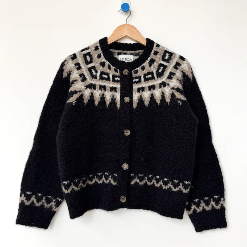 Alpaca Cabin Cardigan in Black