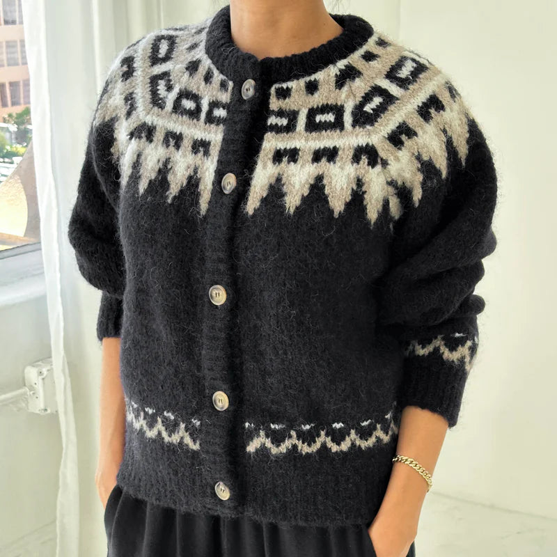 Alpaca Cabin Cardigan in Black