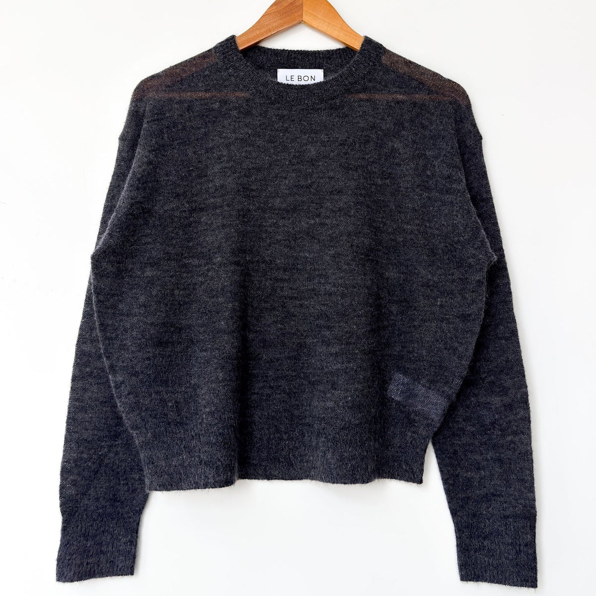 Cecile Crewneck Mohair Sweater in Charcoal