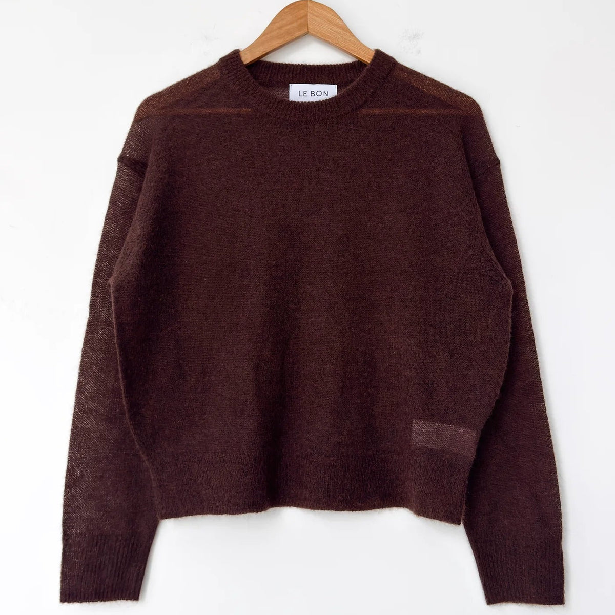 Cecile Crewneck Mohair Sweater in Espresso