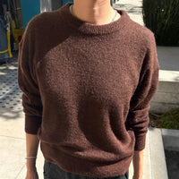 Cecile Crewneck Mohair Sweater in Espresso