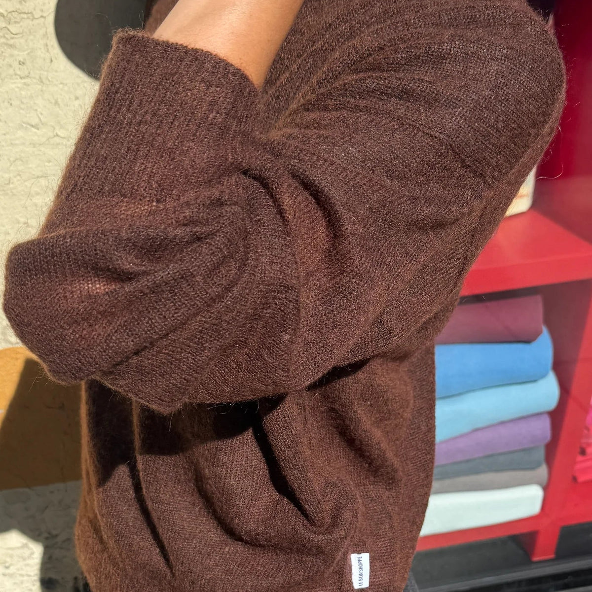 Cecile Crewneck Mohair Sweater in Espresso