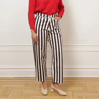 Amelia Barrel Trousers in Chestnut Stripe