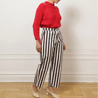 Amelia Barrel Trousers in Chestnut Stripe