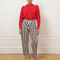Amelia Barrel Trousers in Chestnut Stripe