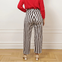 Amelia Barrel Trousers in Chestnut Stripe