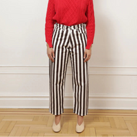 Amelia Barrel Trousers in Chestnut Stripe