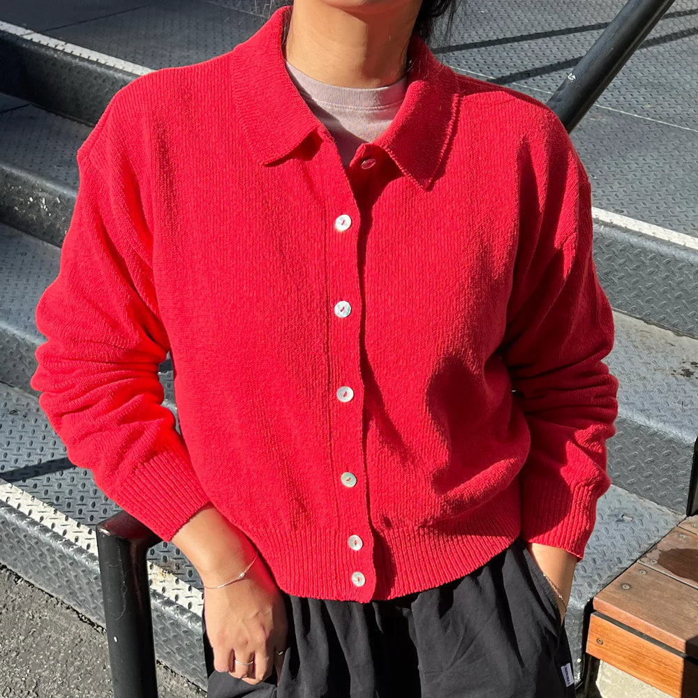 The Club Cardigan in Chili