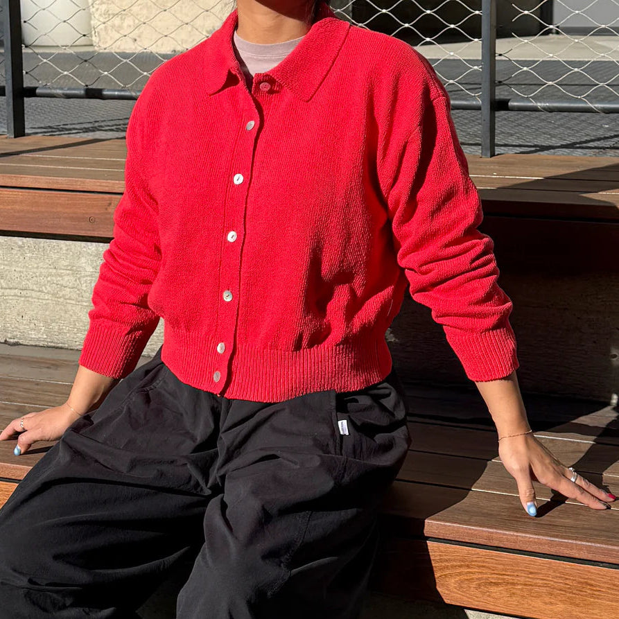 The Club Cardigan in Chili