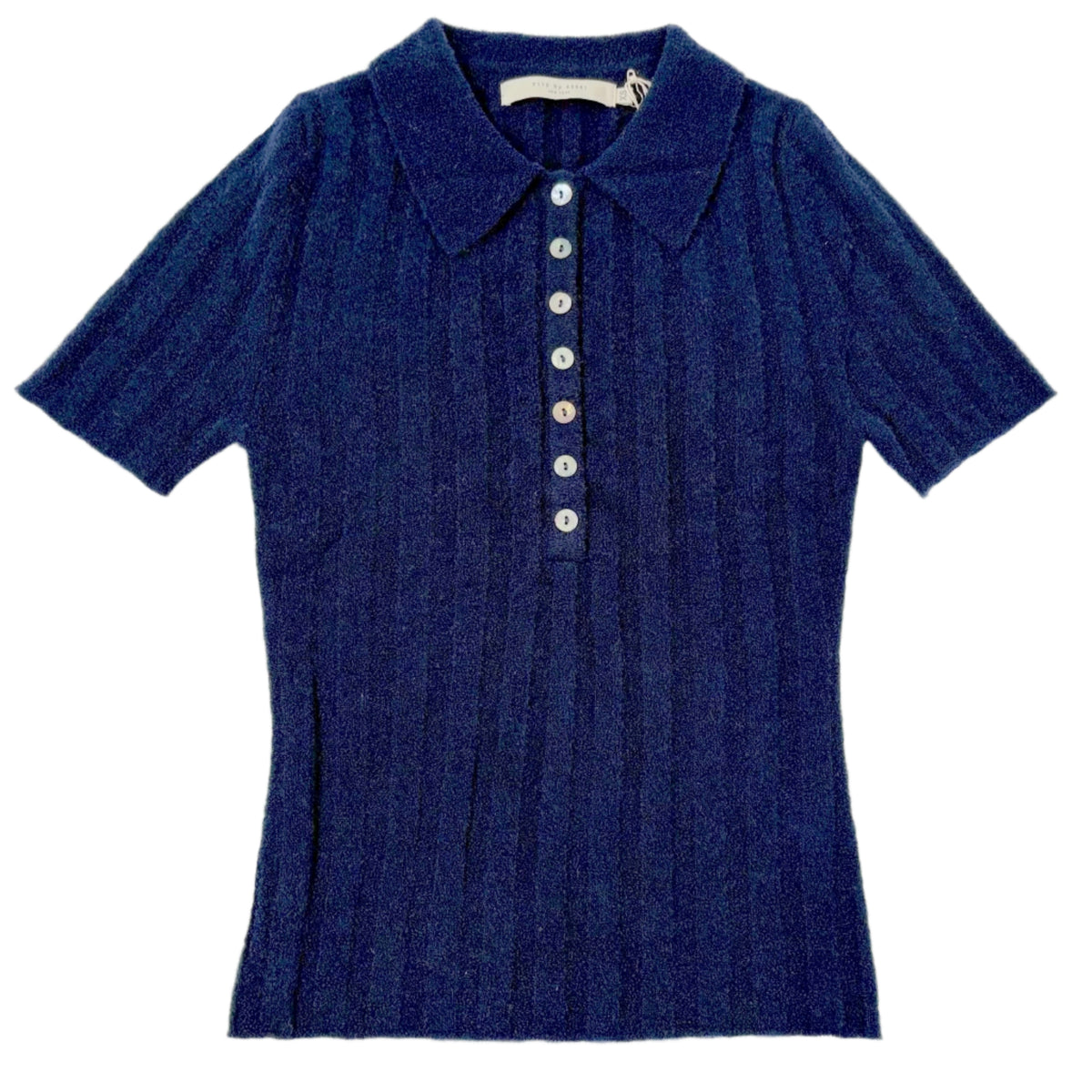 Collared Short Sleeve Knit in Navy