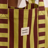 Large Canvas Tote Bag in Green Stripe